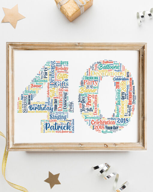 Bespoke Birthday Number Personalised Word Art Print