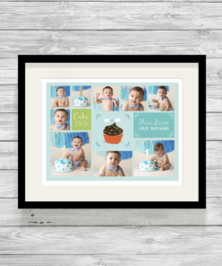 Bespoke Personalised Cake Smash Photo Collage Print Blue