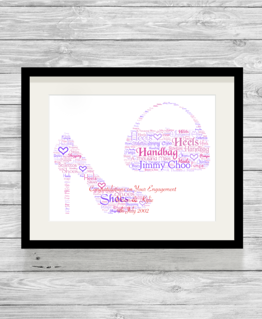 Bespoke Personalised Shoe and Handbag Word Art Print