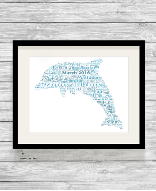 Personalised Bespoke Dolphin Word Art Print Gift