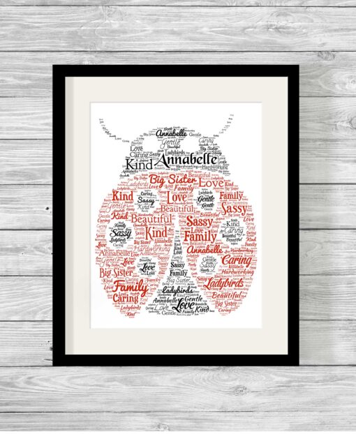 Bespoke Personalised Ladybird Word Art Print