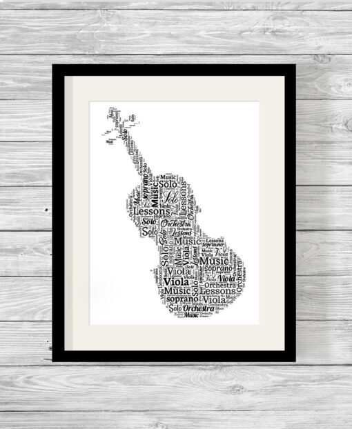 Bespoke Personalised Viola Word Art Print