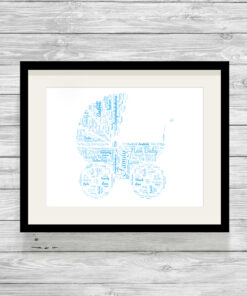 Personalised Baby Pram Word Art Picture Gift