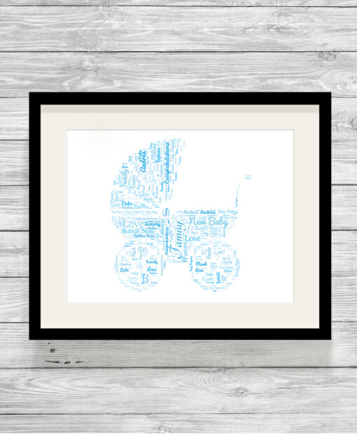 Personalised Baby Pram Word Art Picture Gift