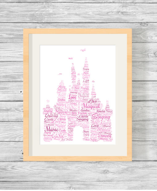 Personalised Disney Castle Word Art Picture Print