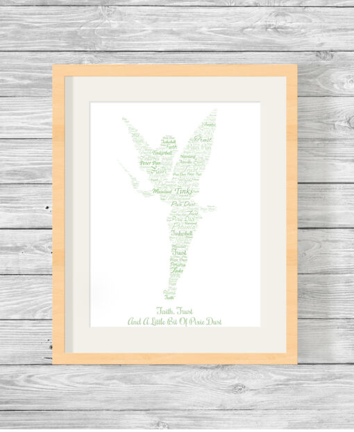 Personalised Bespoke Tinkerbell Word Art Picture