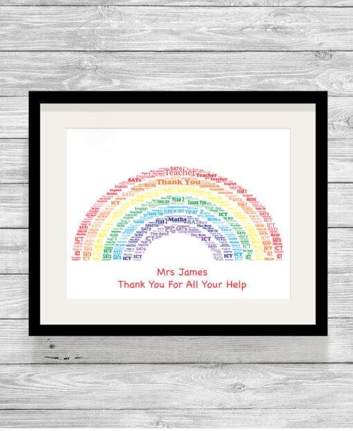 Personalised Bespoke Rainbow Word Art Print Picture