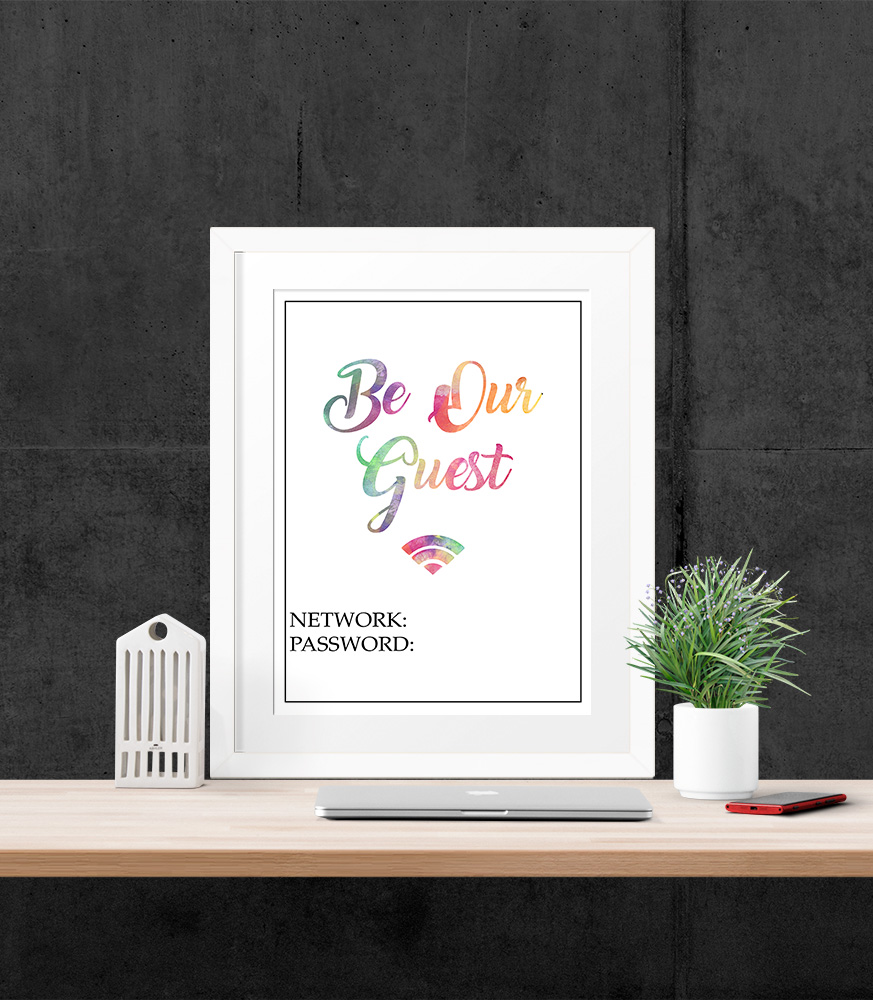 Be Our Guest Watercolour Wifi Password Typography Print Show It Be Our Guest Watercolour Wifi Password Typography Print