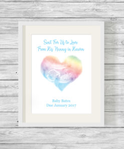 Personalised Baby Scan Heart Watercolour Print