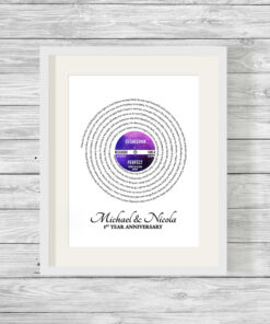 Personalised LP Record Song Lyrics Word Art Print