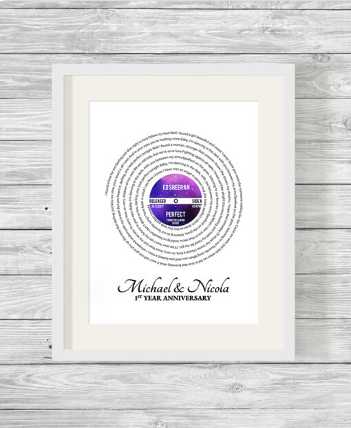 Personalised LP Record Song Lyrics Word Art Print