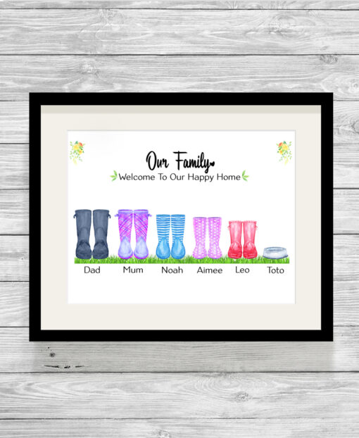 Personalised Welly Boot Family Print