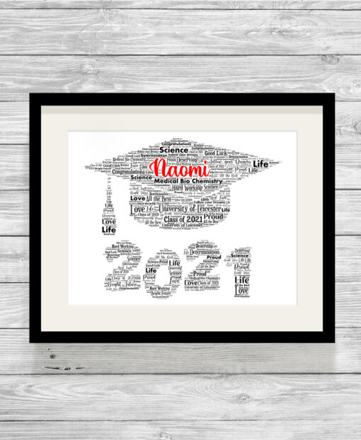 Personalised Graduation Motarboard Word Art Print