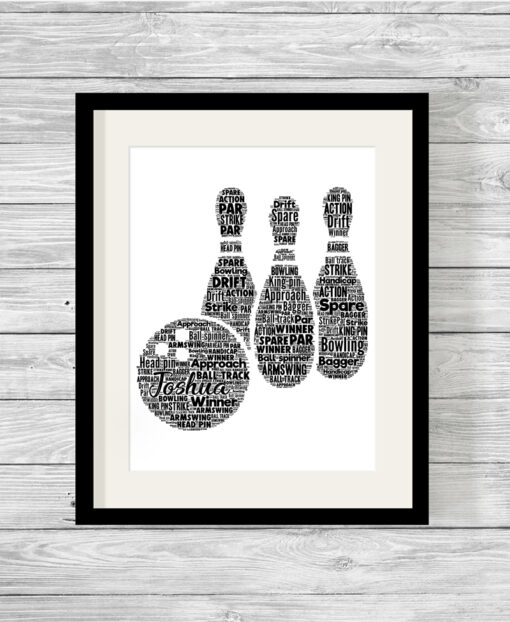 Personalised Ten Pin Bowling Word Art Print