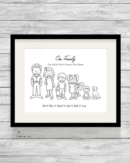 Personalised Stick Family Word Art Frame Print
