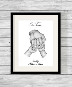 Personalised Dad & Children Family Hands Word Art Print