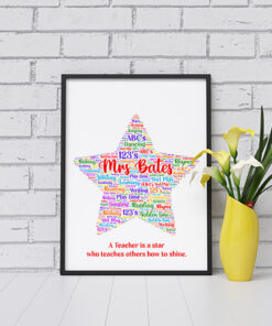 Teacher Star Personalised Word Art Print