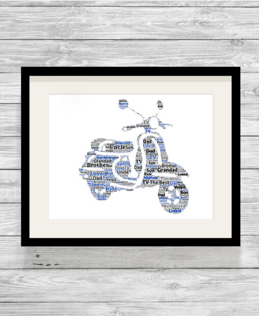 Personalised Vespa Word Art Print