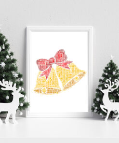 Personalised Christmas Bells Word Art Picture Print Gift