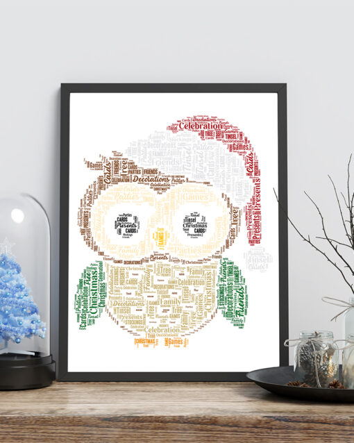 Personalised Christmas Owl Word Art Picture Print