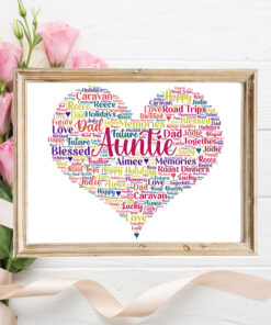 Personalised Auntie Heart Word Art Picture Frame