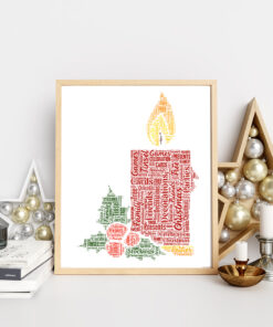 Personalised Christmas Candle Word Art Print Picture