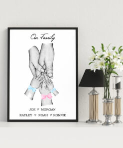 Personalised Family Hands Wall Word Art Print Frame