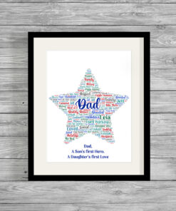Personalised Word Art Dad Star Print Frame