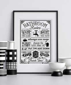 Bathroom Rules Funny Humour Print Instant Download
