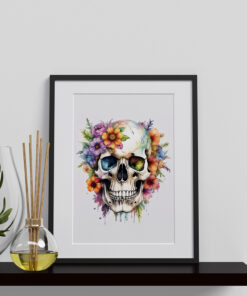 Garden Floral Skull Poster Print or instant download